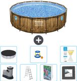 Bestway Rond Power Steel Swim Vista Zwembad - Houtprint - 488 x 122 cm