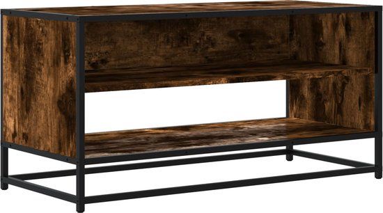 vidaXL Tv-meubel 91x40x46 cm bewerkt hout metaal gerookt eikenkleurig