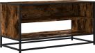 vidaXL meuble TV 91x40x46 cm bois de particules métal couleur chêne fumé