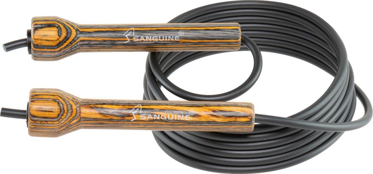 Sanguine Speed Rope Gelakt hout - Metallic Black - 305cm - springtouw