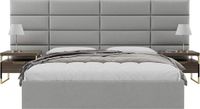 VANT VÄNT Panels - 4 Upholstered Headboard / Hoofdeinden - 91cm x 29cm - 4 Muur Panelen - Vintage Leathet Light Grey