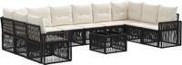 vidaXL Tuinbank - Set - 4 zitplekken - Zwart en crèmewit - Polyrattan