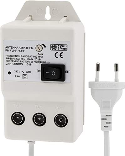 HAVA Digitale antenneversterker voor 2 apparaten - UHF 20dB - VHF 36dB - 47-862MHz - geschikt voor kabel-TV DVB-T Sky