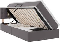 vidaXL - Opslag - bed - met - matras - met - opslag - Grijs - 90 - x - 200 - cm - Kunstleer
