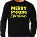 Bellatio Decorations Foute Kersttrui/sweater voor heren - Merry F*cking Christmas - zwart - glitter geel XL