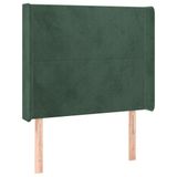 VidaXL Hoofdbord met randen 93x16x118/128 cm fluweel donkergroen