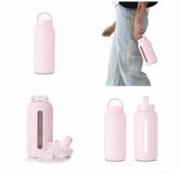 Aeromoov Bouteille d'eau en verre motivante 720 ml avec marquages de temps - Rose