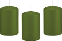 Trend Candles Bougie cylindrique/bougie tronc - 10x - vert olive - 5 x 8 cm - 18 heures de combustion - avec film ignifuge
