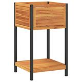 VidaXL Plantenbak met schap 45x45x80 cm massief acaciahout en staal