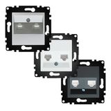 Internetstopcontact + telefoon - module in grijs