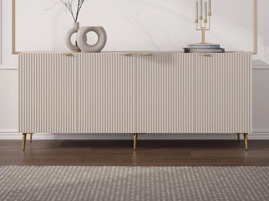 Buffetkast YESINIA - 190x80x45 cm - Beige en goudkleurig