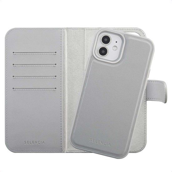 Selencia Hoesje - Geschikt voor Apple iPhone 12 Pro / 12 - Olyn Uitneembare Bookcase geschikt voor MagSafe - Grijs