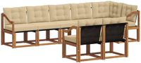 vidaXL - Hoek loungeset - 8 zitplaatsen - Acacia hout - Natuurlijk en beige