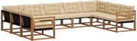 vidaXL - Bank loungeset - 9 zitplekken - Natuurlijk en beige - Acacia hout