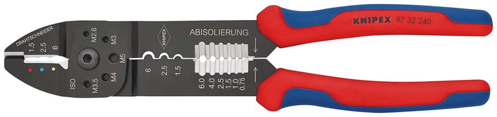 KNIPEX Krimptang op ZB-kaart zwart gelakt met meer-componenten greep 240 mm, 97 32 240 SB