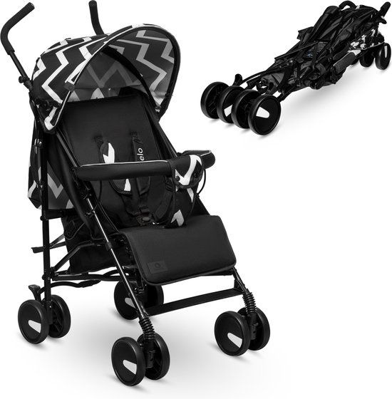 Lionelo Elia Buggy - Zwart - Lichtgewicht 7kg - Verstelbare rugleuning