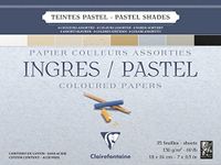 Clairefontaine Ingres Pastelkleur gelijmd Pad, 130 g, 18 x 24 cm, 25 vellen - diverse pastelkleuren