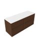 Saniclass Meuble de salle de bain avec cadre en bois - 140x45x62.5cm - Plateau en surface solide Torino blanc - sans trou de robinet - 4 tiroirs - noyer mat pur (bois) SW1578618/SW1471865