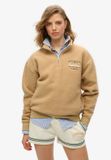Superdry Country Club fleecesweatshirt met halve rits voor dames - shaker beige