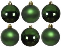 Decoris Kerstballen - 6x stuks - donkergroen - glas - 8 cm