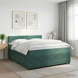 vidaXL Boxspringbed met matras Donkergroen 140 x 190 cm Fluweel