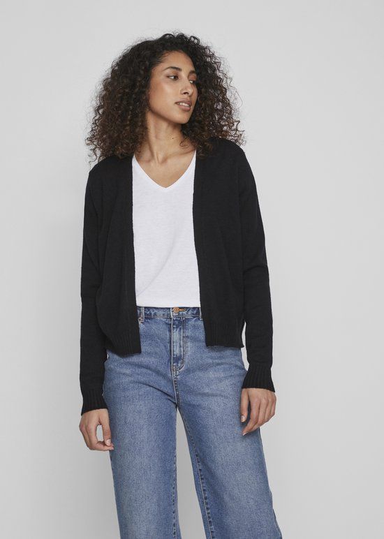 VILA VIRIL SHORT L/S KNIT CARDIGAN-NOOS Women's Cardigan - Size XS - Black