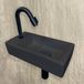 Wiesbaden Rhea S Mini lavabo avec robinet - Gauche - Quartz - Robinet - Siphon - Bouchon de vidange - Noir mat