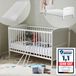 Kids Collective lit bébé lit enfant 70x140 cm lit évolutif barreaux réglables, barreaux amovibles avec matelas, blanc bois massif pin