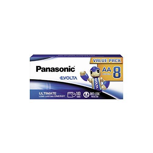 Panasonic Panasonic Evolta alkalinebatterij, AA Mignon LR6, 8 stuks in plasticvrije verpakking, 1,5 V, premium batterij met bijzonder duurzame energie, alkalinebatterij