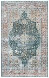 Safavieh Distressed Arizona Collection machinewasbaar en antislip tapijt, ideaal voor drukbezochte ruimtes, Arizona collectie, laagpolig, rood en ivoor, 183 x 183 cm