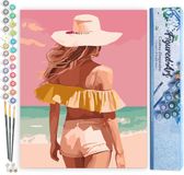 Figured'Art Schilderen op Nummer Volwassenen canvas Schoonheid aan zee- Handwerk acrylverf Kit DIY Compleet - 40x50cm zonder frame