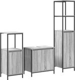 vidaXL Badkamermeubel Set 3-delig Grijs Sonoma en Zwart 36 x 35 x 165 cm