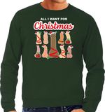 Bellatio Decorations foute kersttrui/sweater voor heren - All I want for Christmas - piemels - groen S