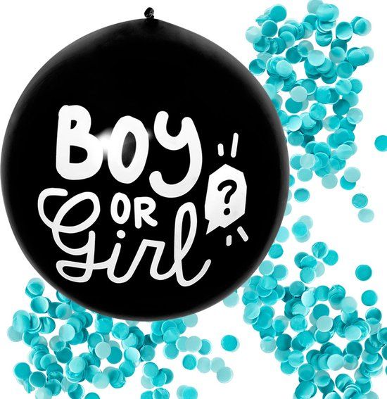 Boland Latex confettiballon 'Boy or girl?' blauw