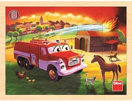 - houten puzzel brandweerwagen