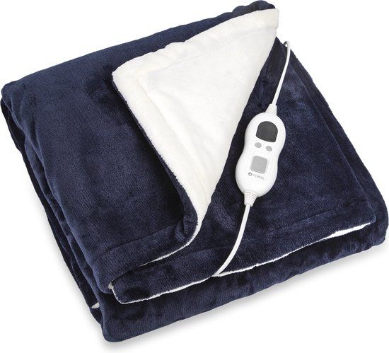 Elektrische Bovendeken 160x120 cm - Blauw - 6 Warmtestanden - Timer - 1 Persoons