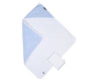 Childhome Badcape met Washandje - Flower Collection - Wit/Blauw - 80x80 cm