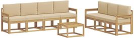 vidaXL Acacia Hout Bank Loungeset Blanc et Beige 4 Places Assises Exclusif Coussins