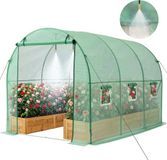 VEVOR Kas 2,93x1,97x1,94 m, Foliekas, Polytunnel met Irrigatiesysteem, Stalen Frame, PE-Hoes, Roldeur met Ritssluiting & 6 Ramen, Buitenkas