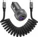 Buddi Power USB-C Autolader & USB-A + C Poort met USB-C naar USB-C Krulsnoer Kabel | Snelladen 89W