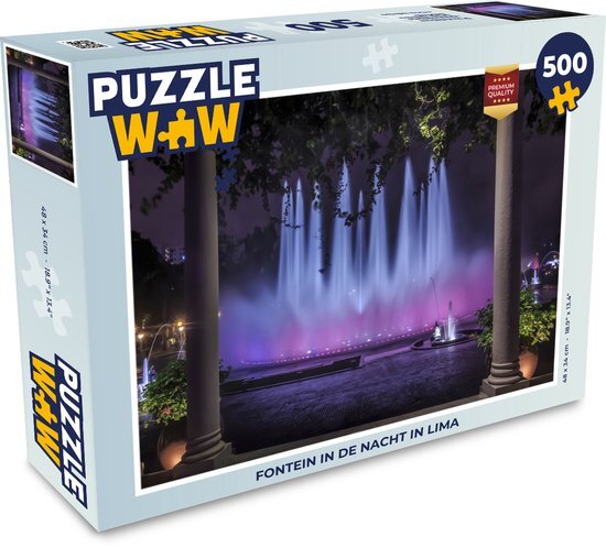 MuchoWow Puzzel Fontein in de nacht in Lima - Legpuzzel - Puzzel 500 stukjes