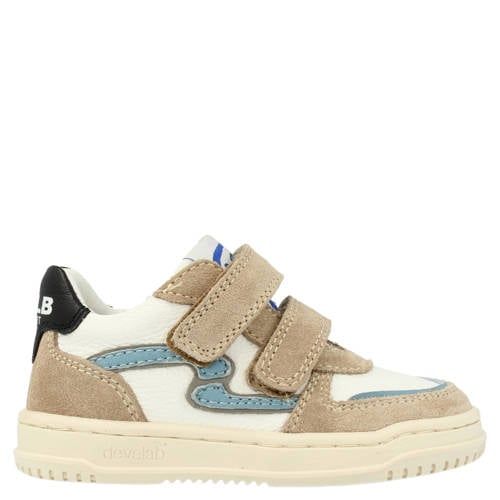 Develab leren sneakers beige/blauw
