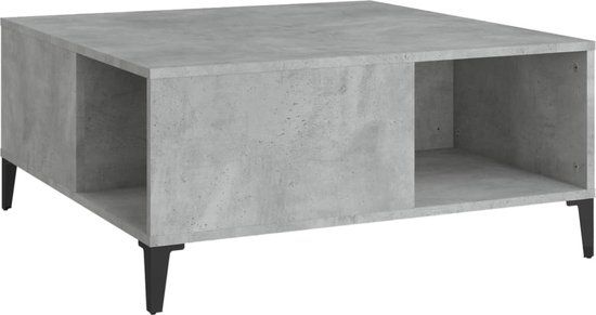 vidaXL Salontafel 80x80x36,5 cm bewerkt hout betongrijs