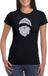 Bellatio Decorations Kerst T-shirt voor dames - Kerstman hoofd - zwart - glitter bedrukking - zilver - Kerstkleding S