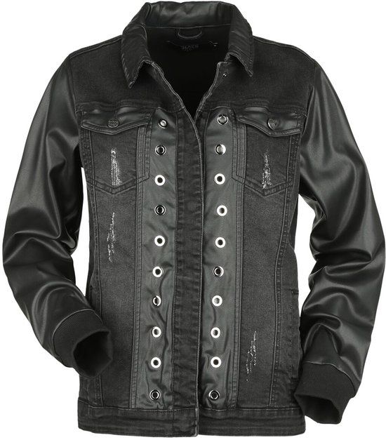 Black Premium by EMP Zwart spijkerjack met details van imitatieleer - Dames - M