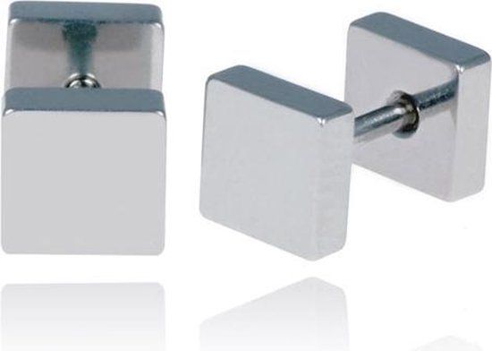 LGT JWLS LGT Jewels Stud oorbellen Square Zilverkleurig 8mm