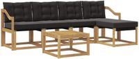 vidaXL Bank loungeset 5 zitplekken Acacia hout Wit en zwart