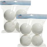 Merkloos / Sans marque Kaemingk Decoris sneeuwballen / sneeuwbollen - 8x stuks - wit - kunststof - 10 cm