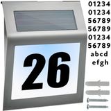 IZOXIS Zilver huisnummer met schemersensor en zonnepaneel