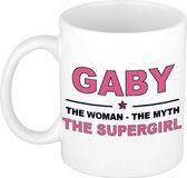 Bellatio Decorations naam cadeau mok - Gaby - Woman Myth Supergirl - koffiemok - 300 ml - collega - moederdag